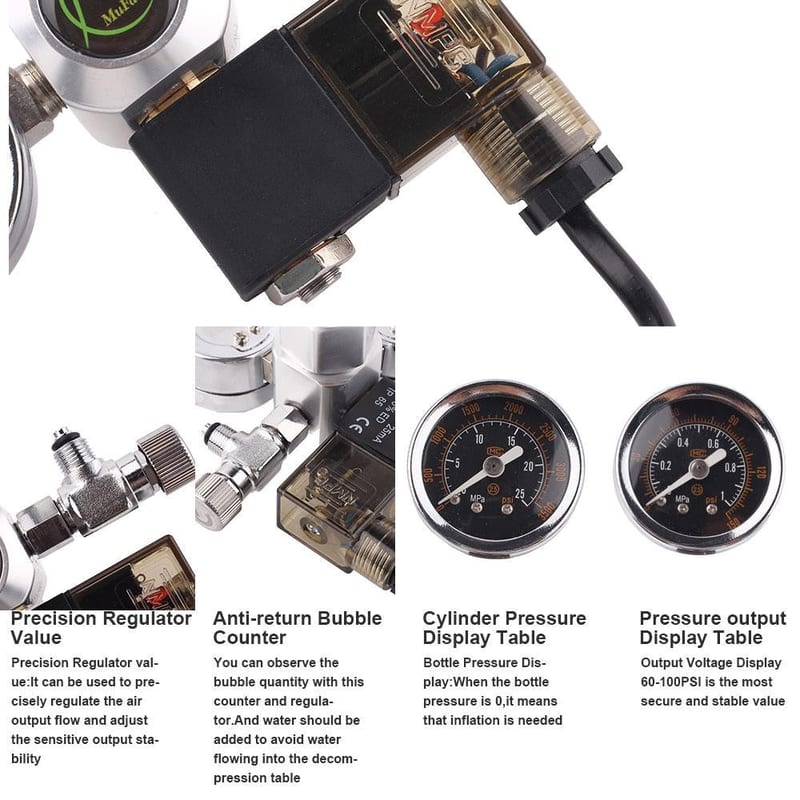 Mufan Dual-Gauge CO2 Regulator with Solenoid — photo 3